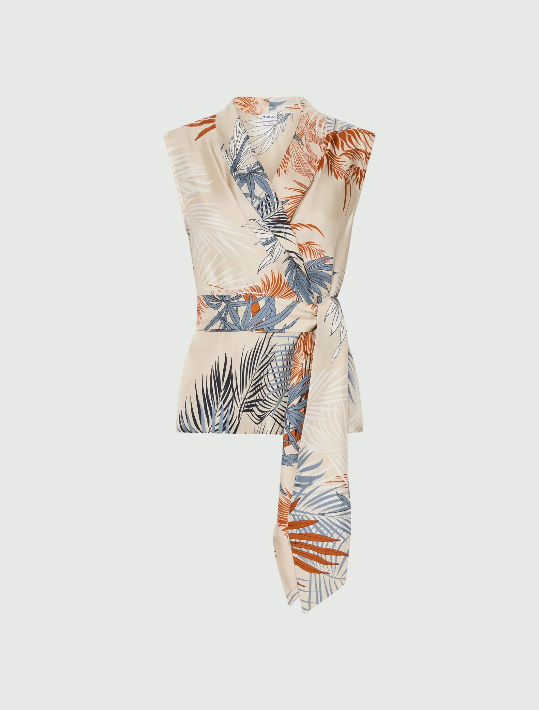 Blusa a portafoglio in seta - PANNA