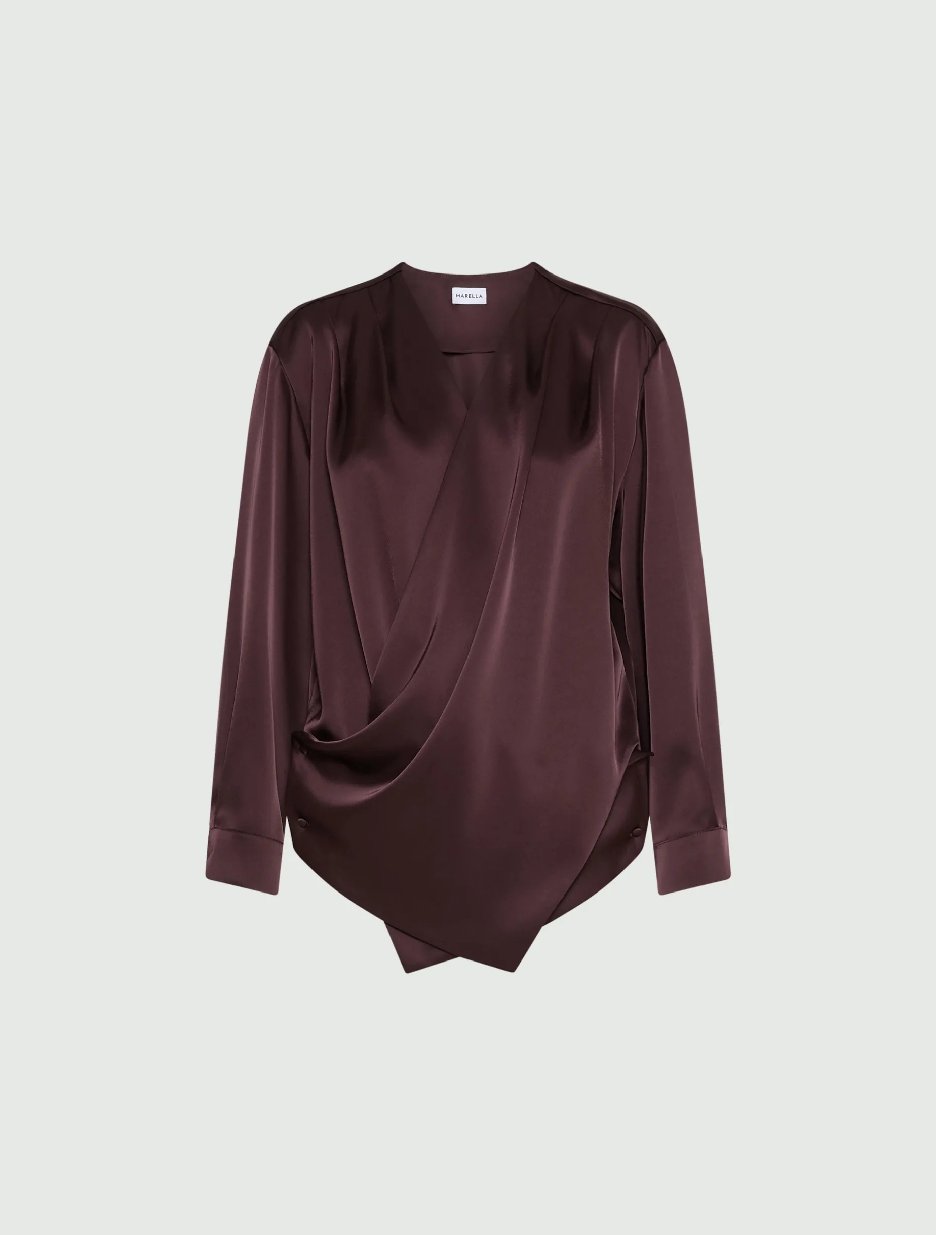 Blusa incrociata in satin - BORDEAUX