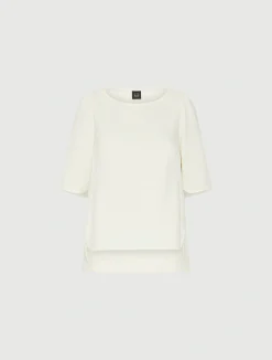 Blusa in envers satin con manica corta - BIANCO LANA