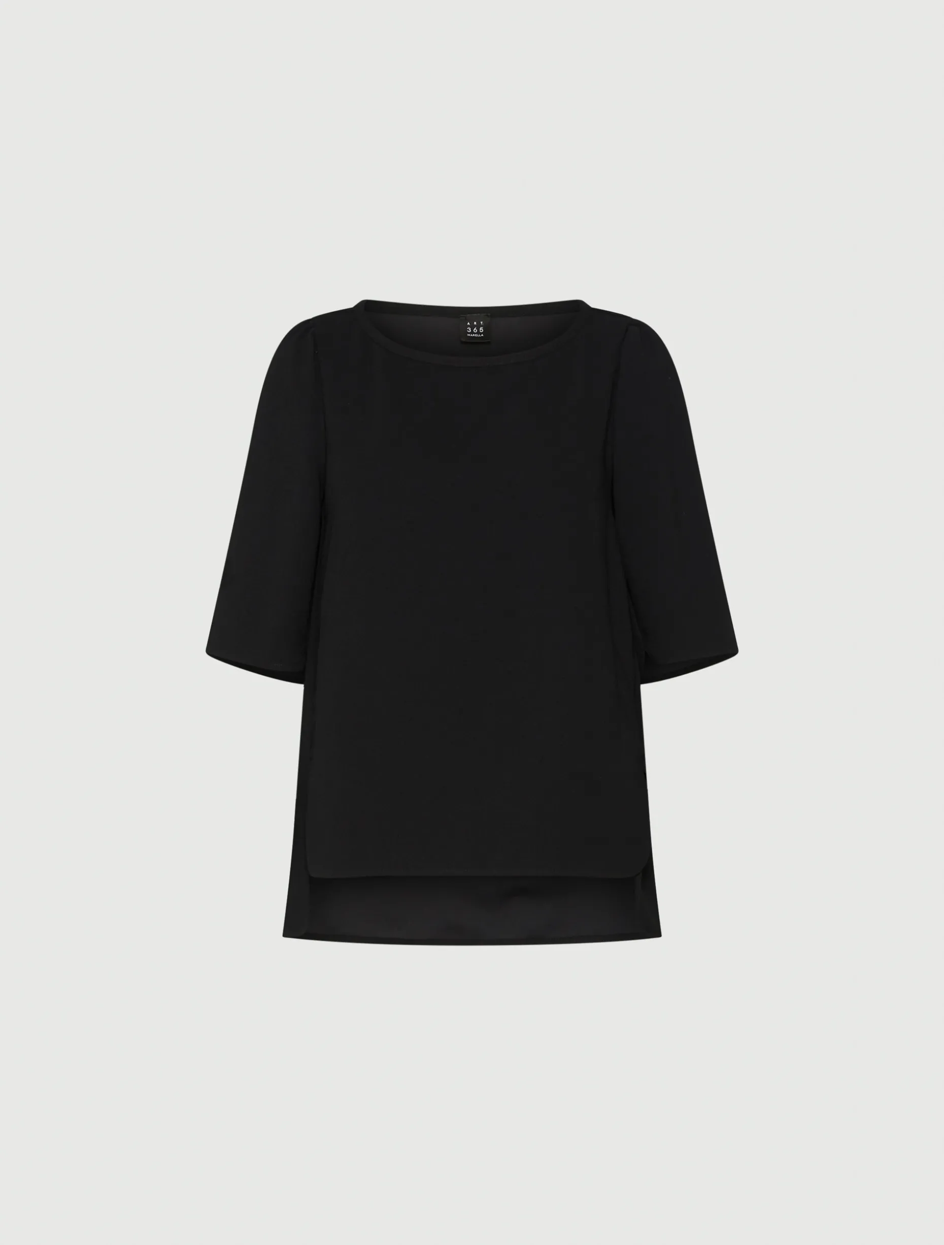 Blusa in envers satin con manica corta - NERO