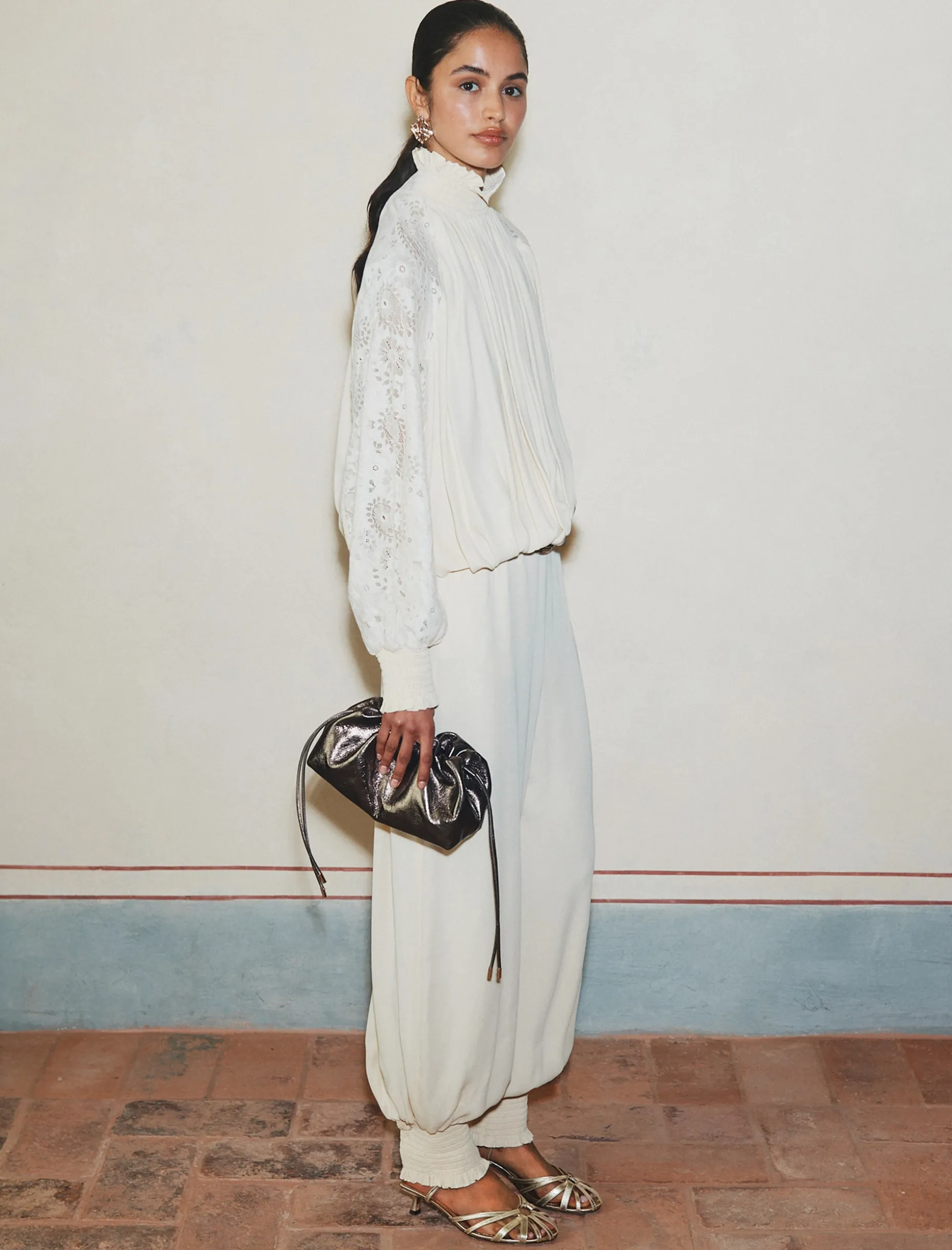 Blusa in georgette - BIANCO LANA