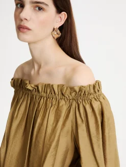 Blusa in georgette stampata - KAKI