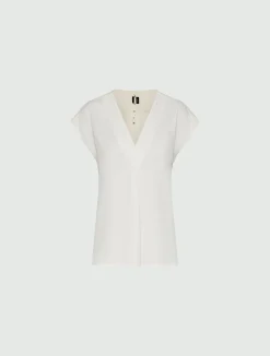 Blusa in satin fluido - BIANCO LANA