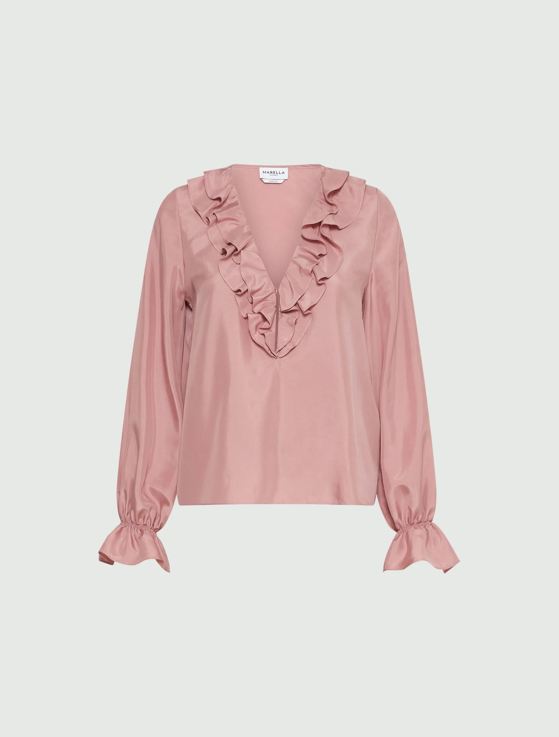 Blusa in seta con rouche - ROSA