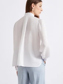 Blusa in seta e viscosa - BIANCO