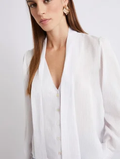 Blusa in seta e viscosa - BIANCO