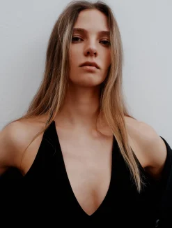 Body in maglia di viscosa - NERO