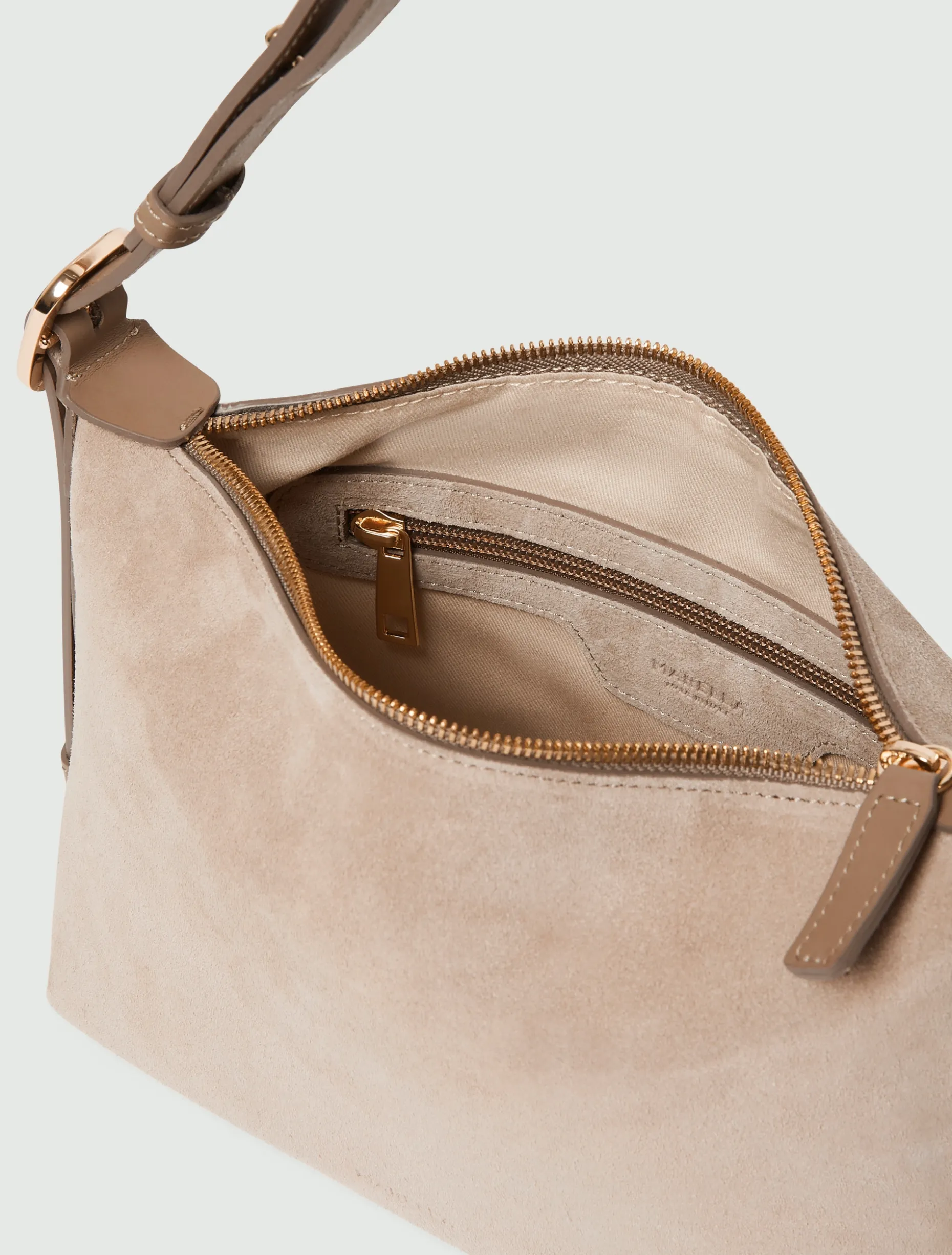 Borsa compatta in pelle scamosciata - TORTORA