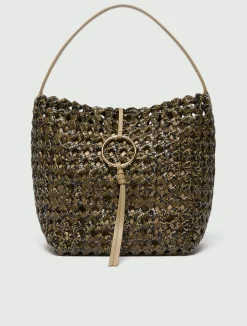Borsa grande con stampa pitone intrecciato - KAKI