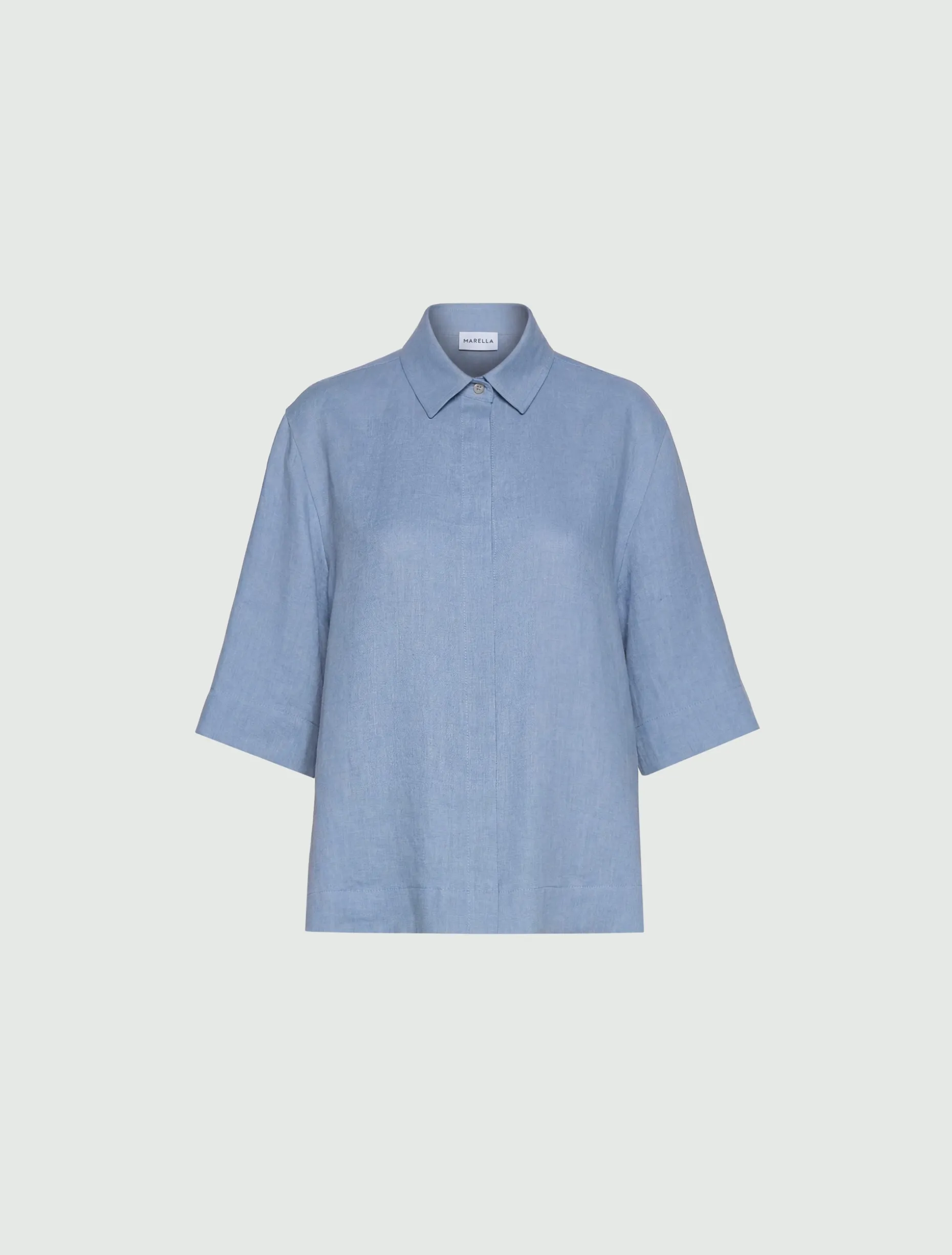 Camicia cappa in puro lino - Azzurro polvere