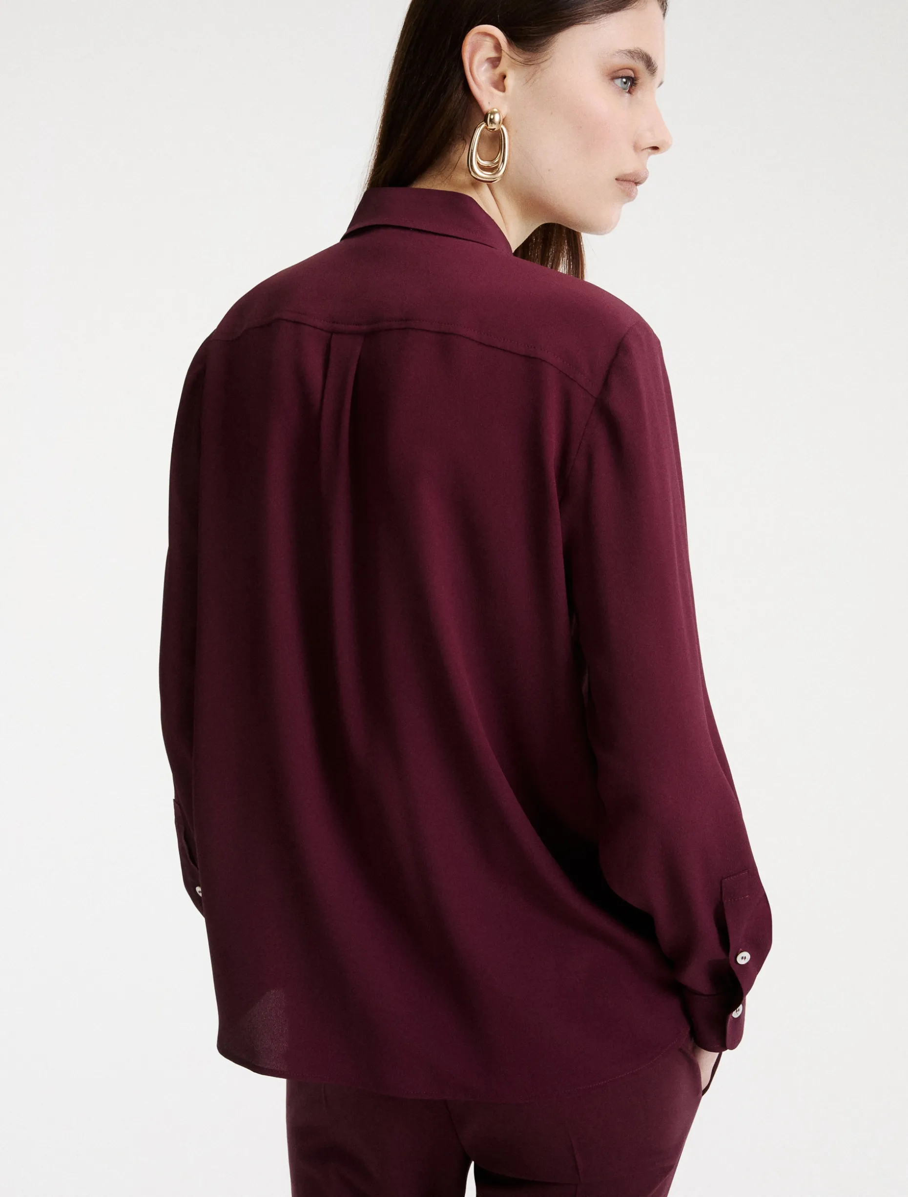 Camicia con taschini in misto seta - BORDEAUX