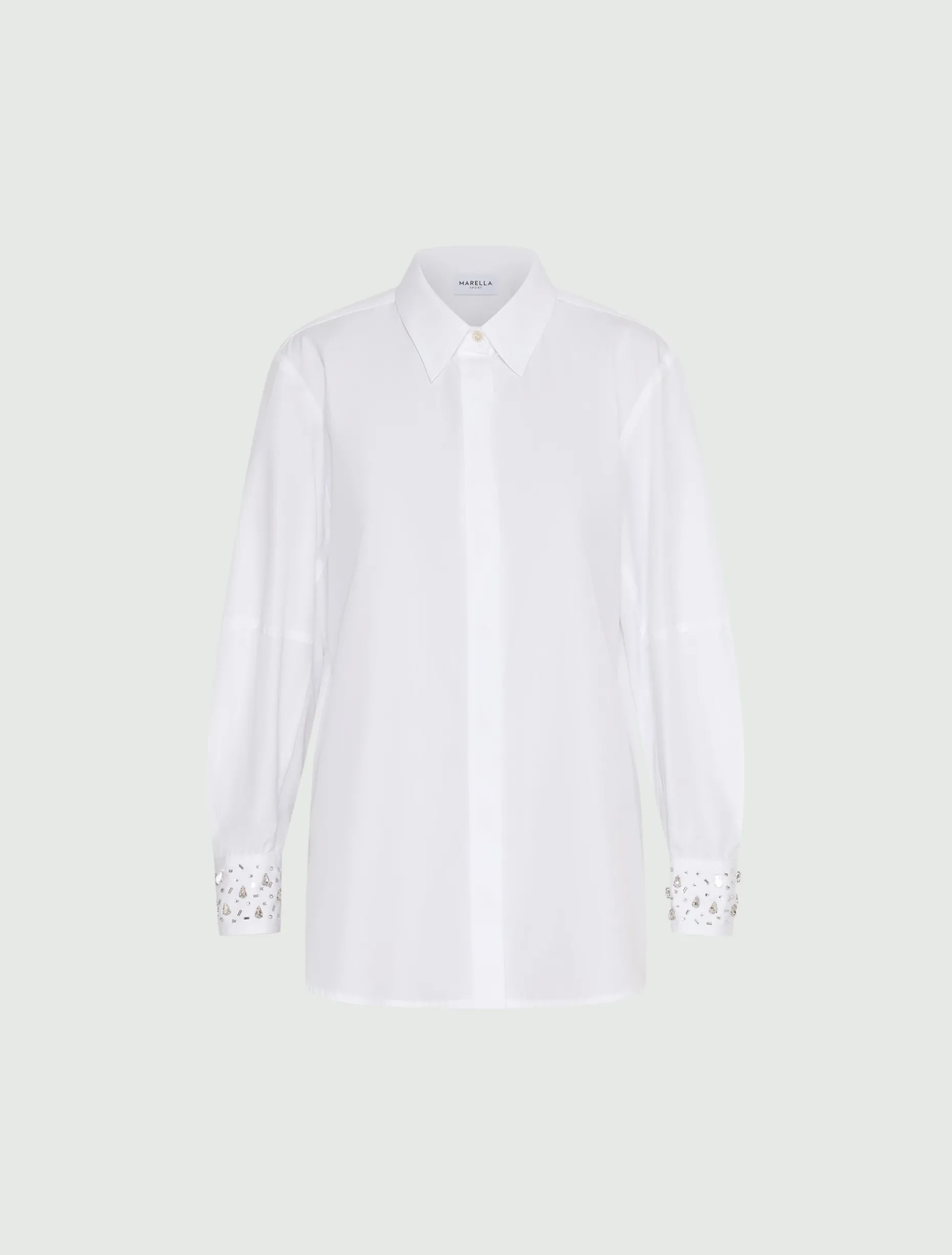 Camicia in cotone con cristalli - BIANCO OTTICO