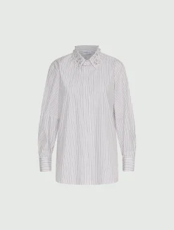 Camicia in cotone con cristalli - MARRONE