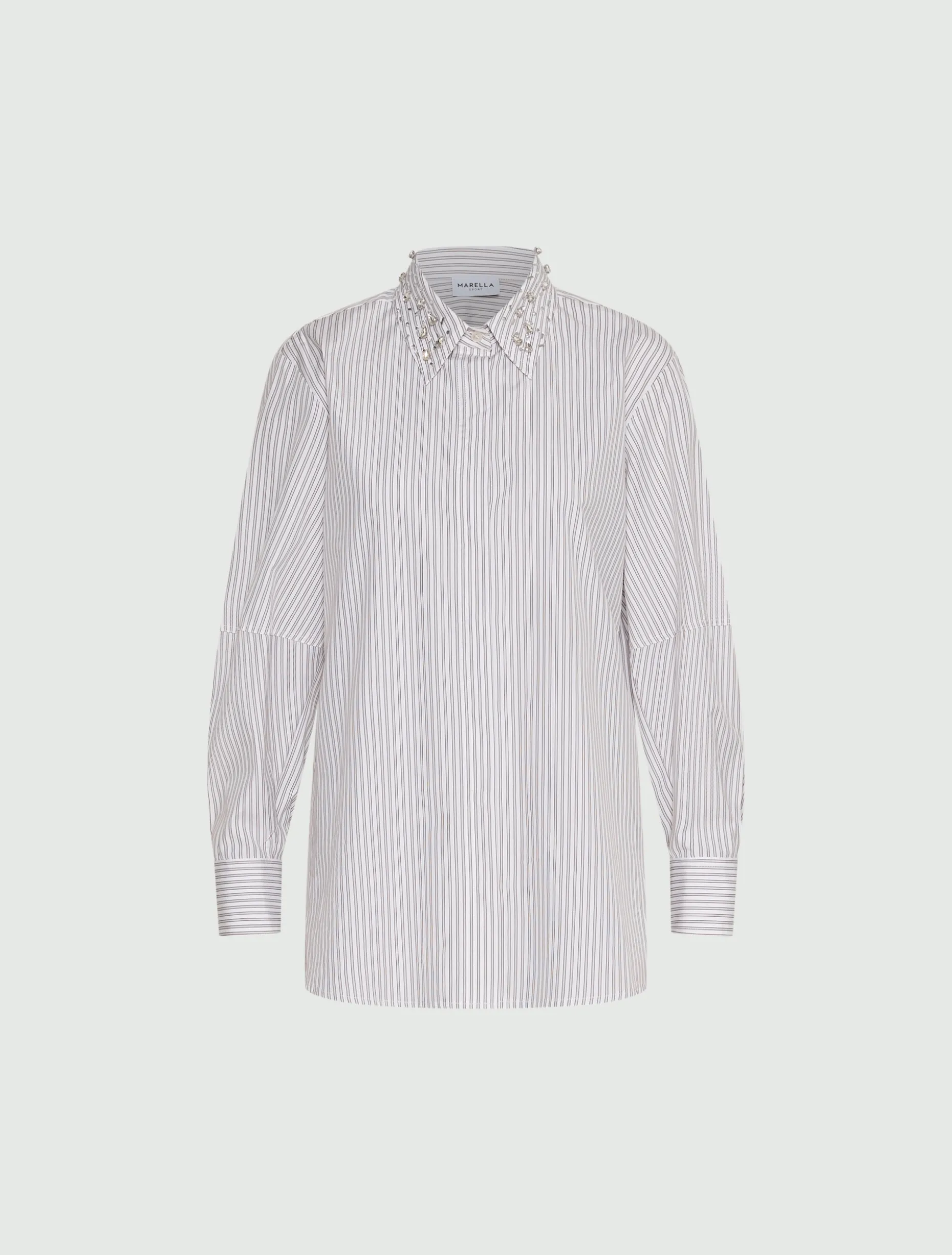 Camicia in cotone con cristalli - MARRONE