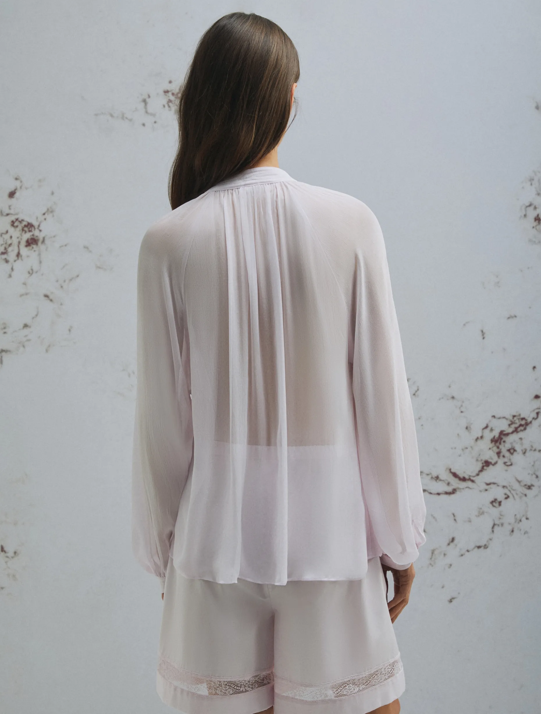 Camicia in creponne con maniche a ampie - ROSA