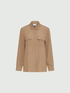 Camicia in crêpe di misto seta - NATURALE