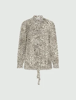 Camicia in georgette con rouche - PANNA