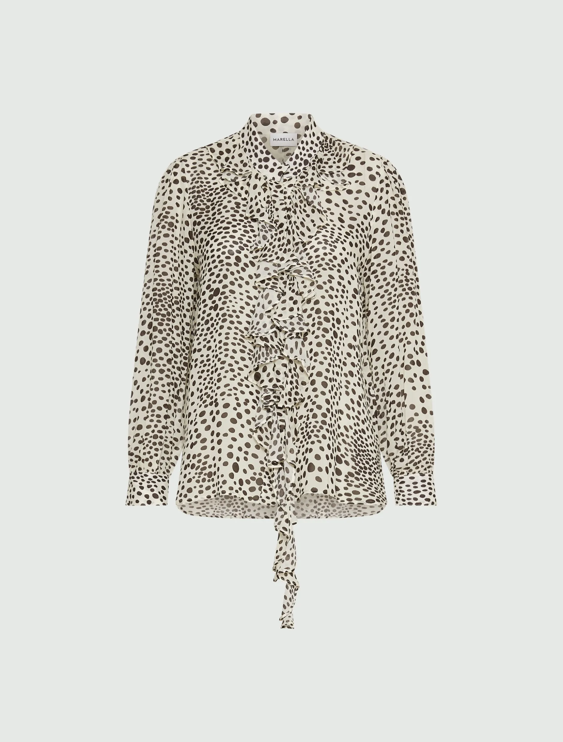 Camicia in georgette con rouche - PANNA