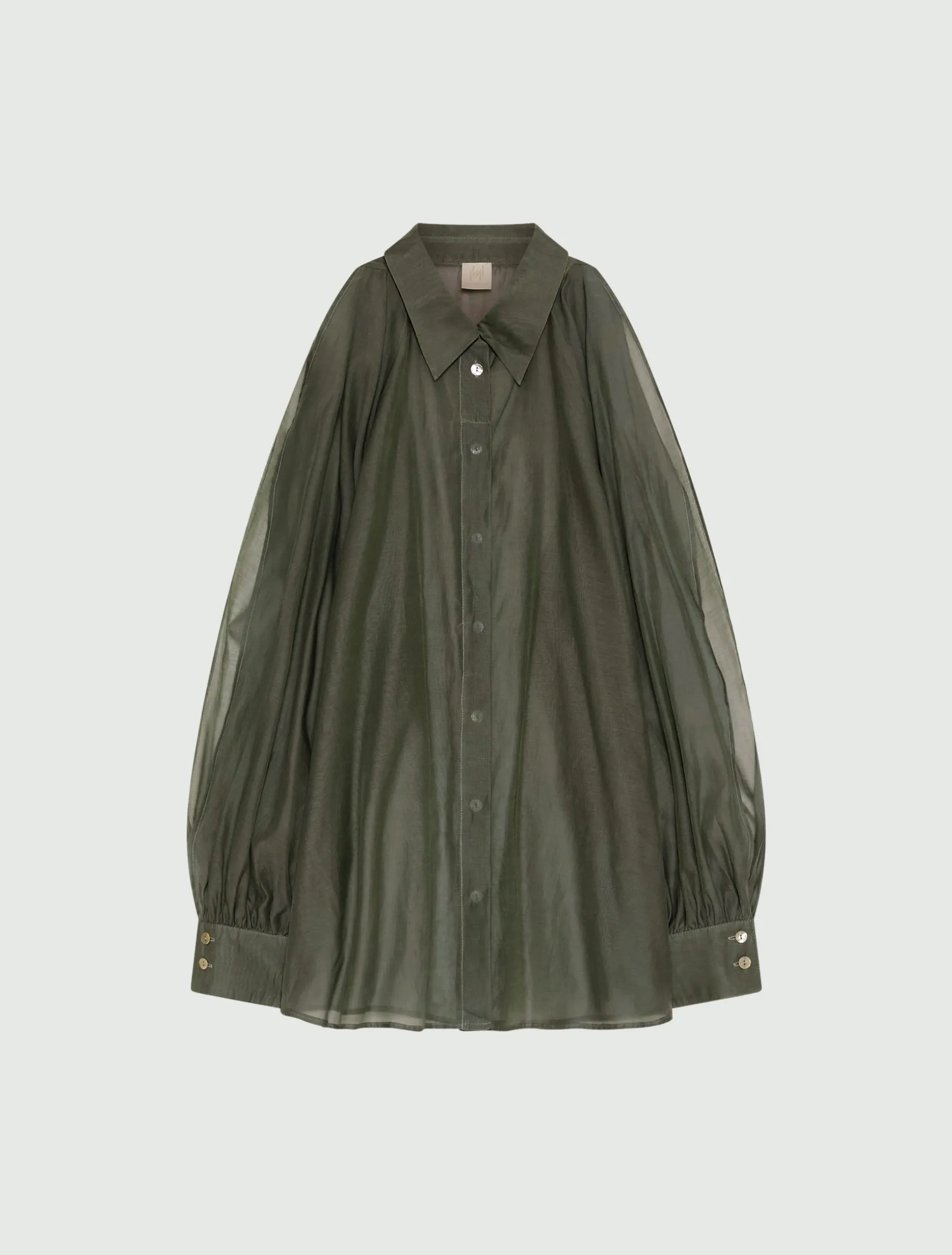 Camicia in mussola di cotone e seta - VERDE