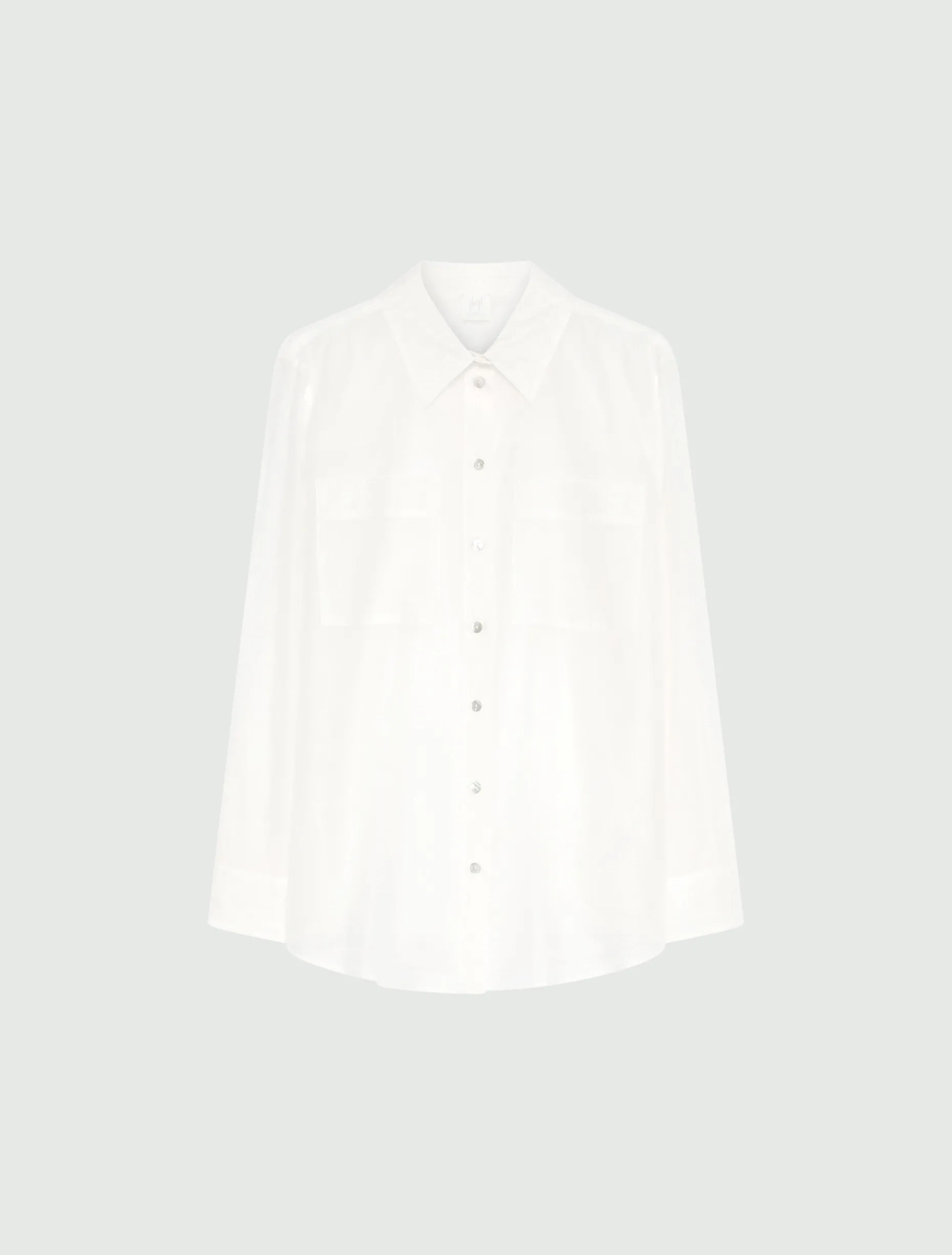 Camicia in mussola di cotone e seta organzata - BIANCO LANA