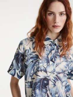 Camicia in mussola stampata - Azzurro
