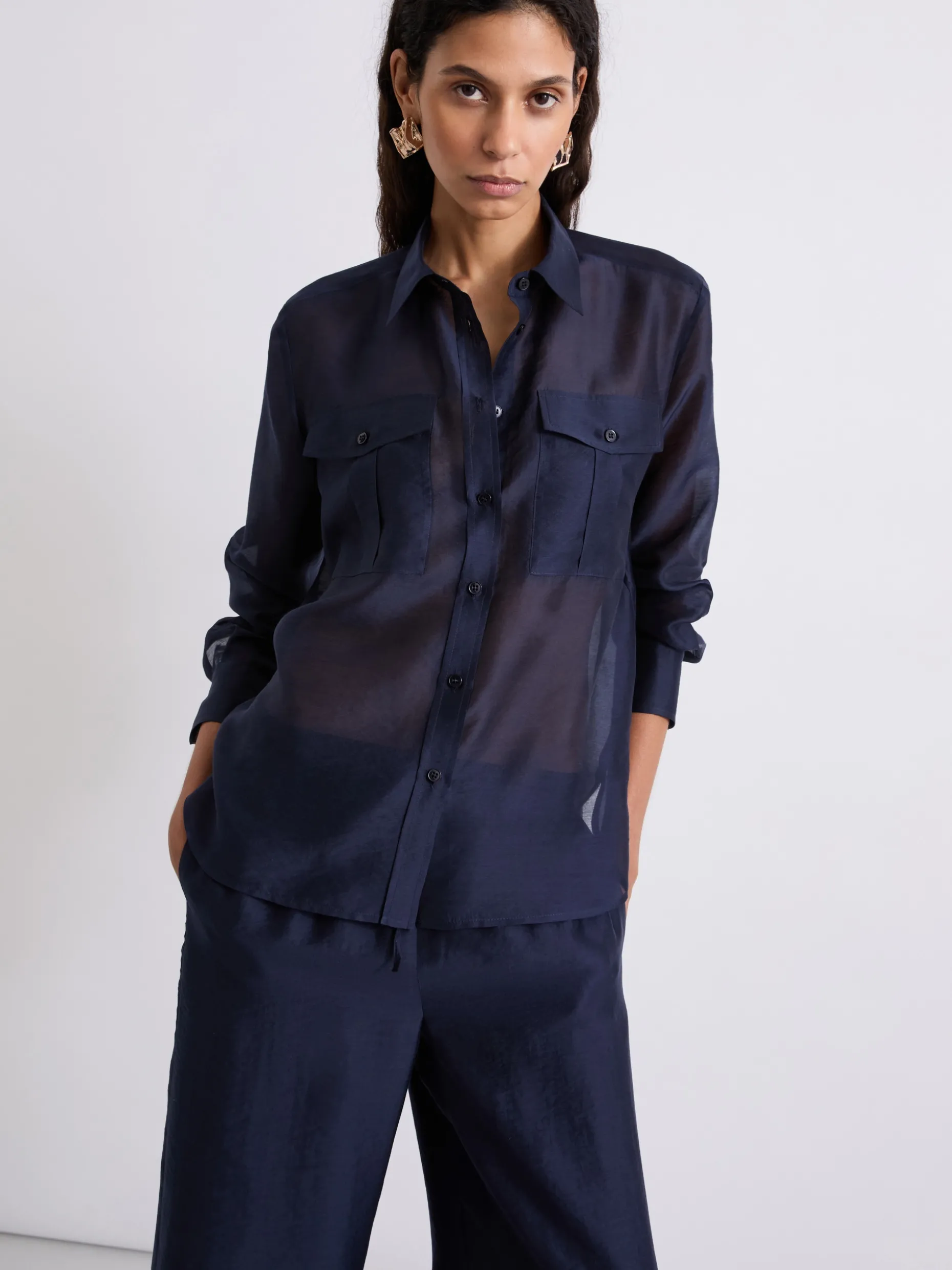 Camicia in organza - BLU NOTTE