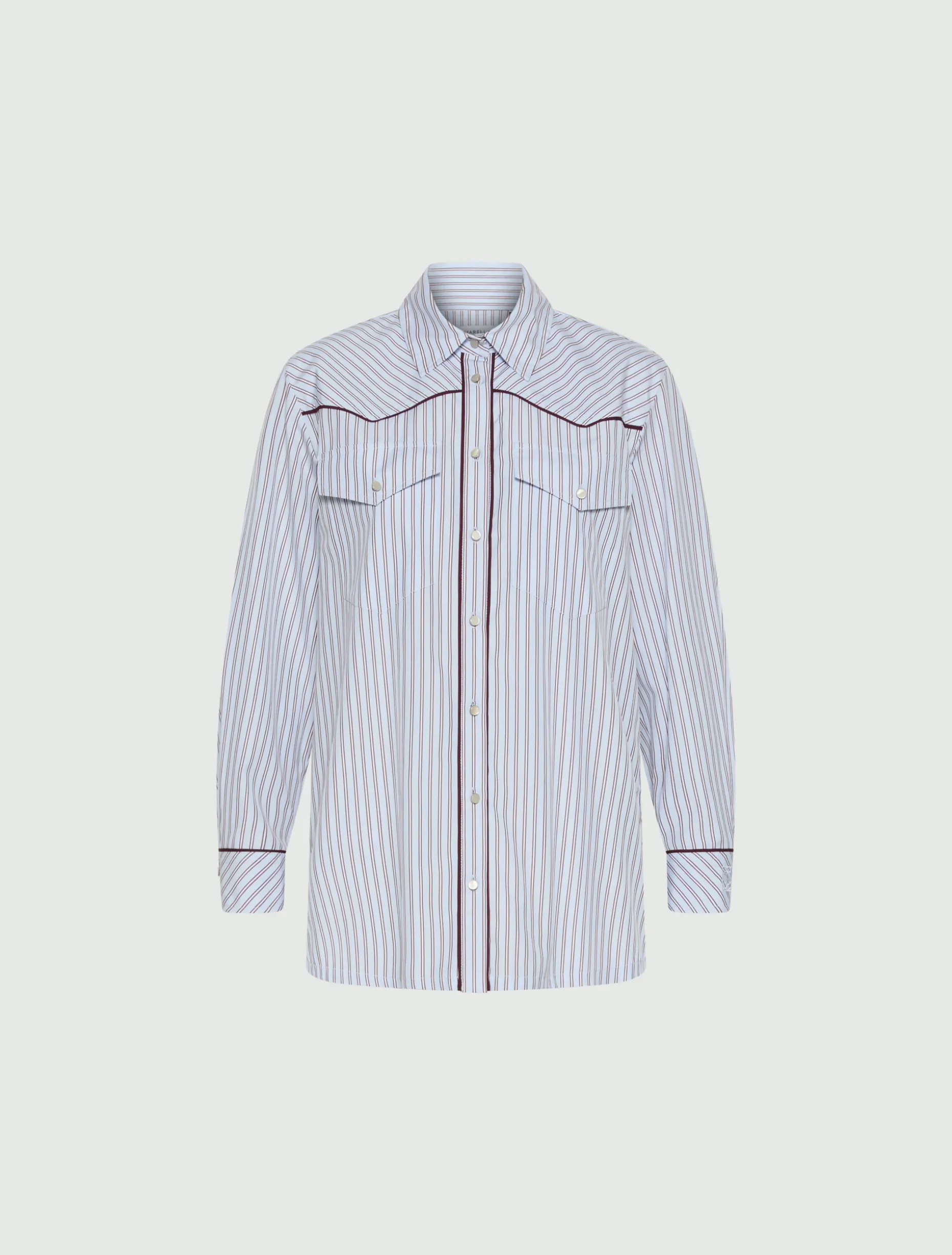 Camicia in popeline con tasche applicate - AZZURRO