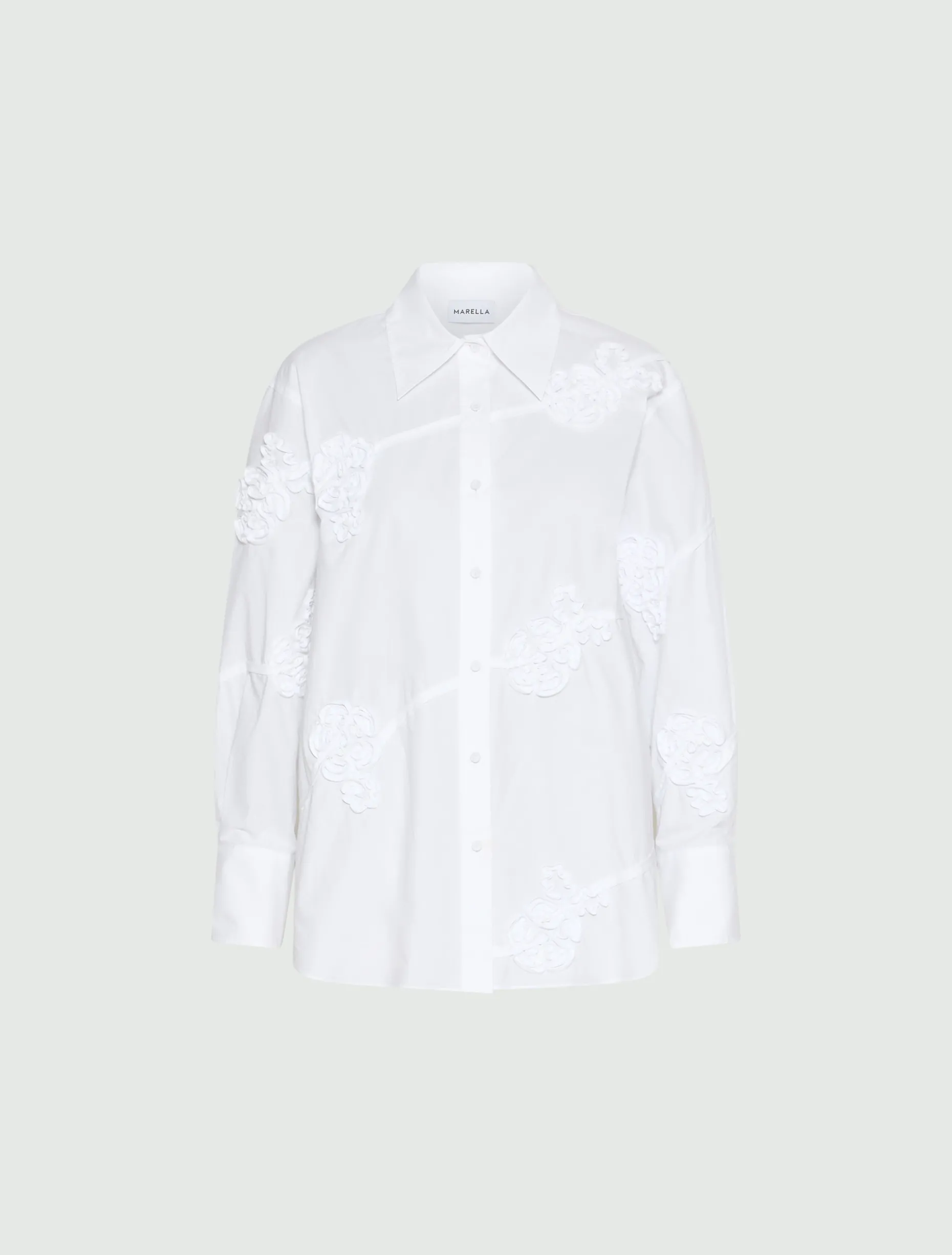 Camicia in popeline ricamato - BIANCO
