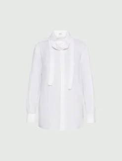 Camicia in puro lino con sciarpina - BIANCO OTTICO