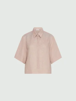 Camicia in puro lino con strass - CIPRIA