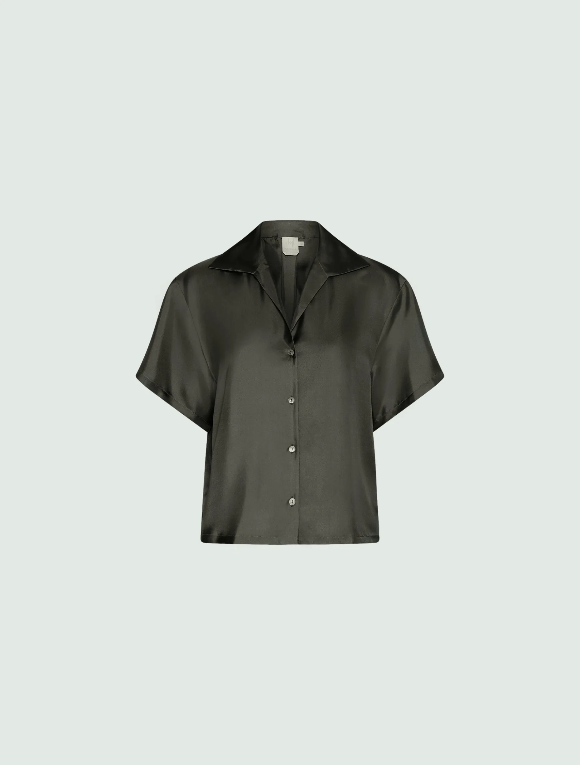 Camicia in seta con maniche corte - VERDE
