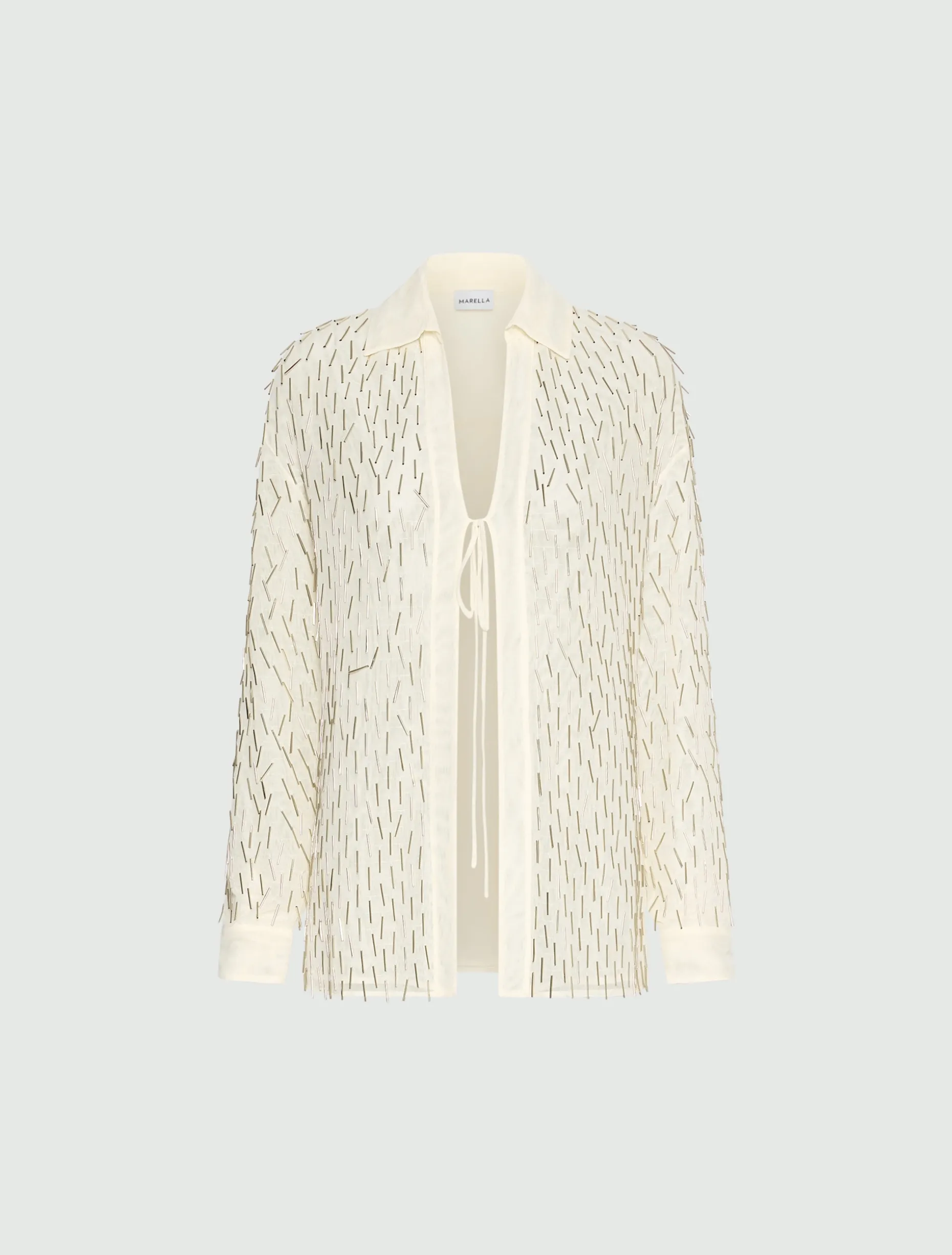 Camicia in tulle con ricamo canottiglie - GIALLO CHIARO