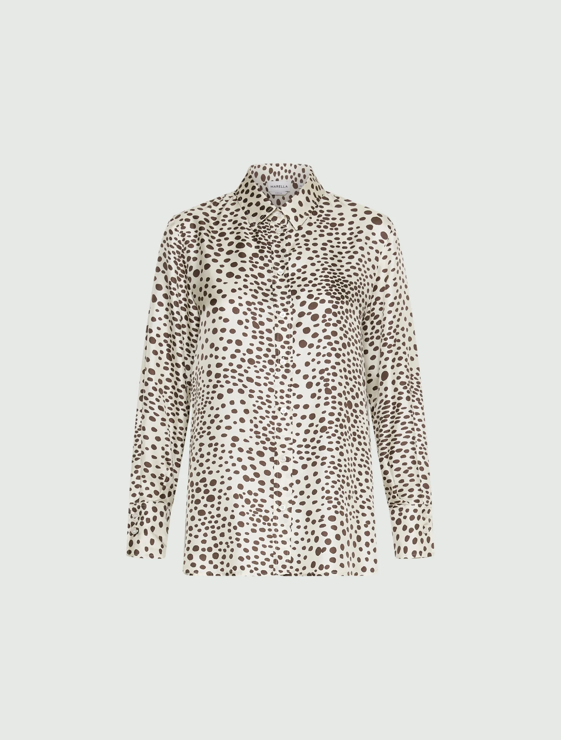 Camicia in twill di seta stampato - PANNA