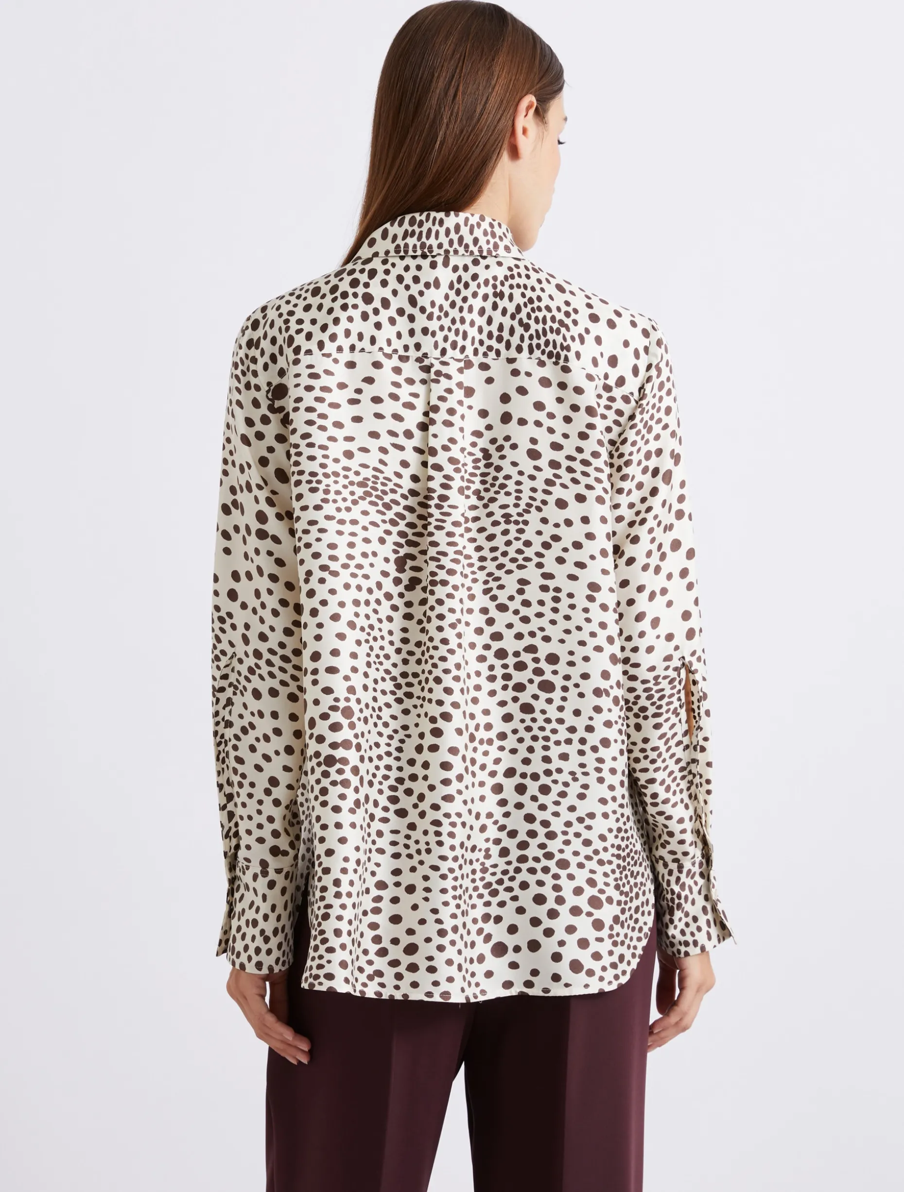 Camicia in twill di seta stampato - PANNA