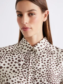 Camicia in twill di seta stampato - PANNA