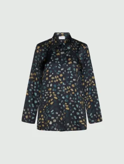 Camicia in twill stampato - NAVY