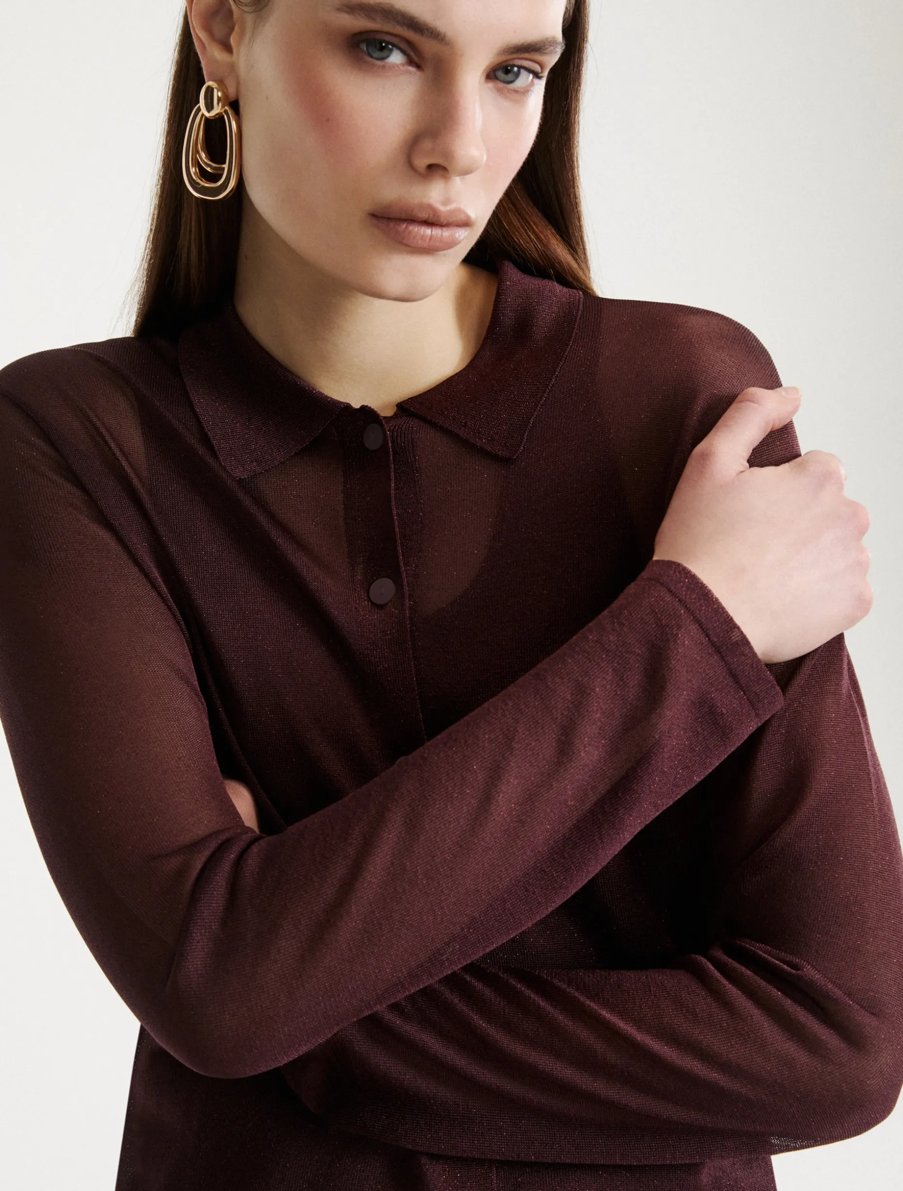 Camicia in viscosa e lurex - BORDEAUX