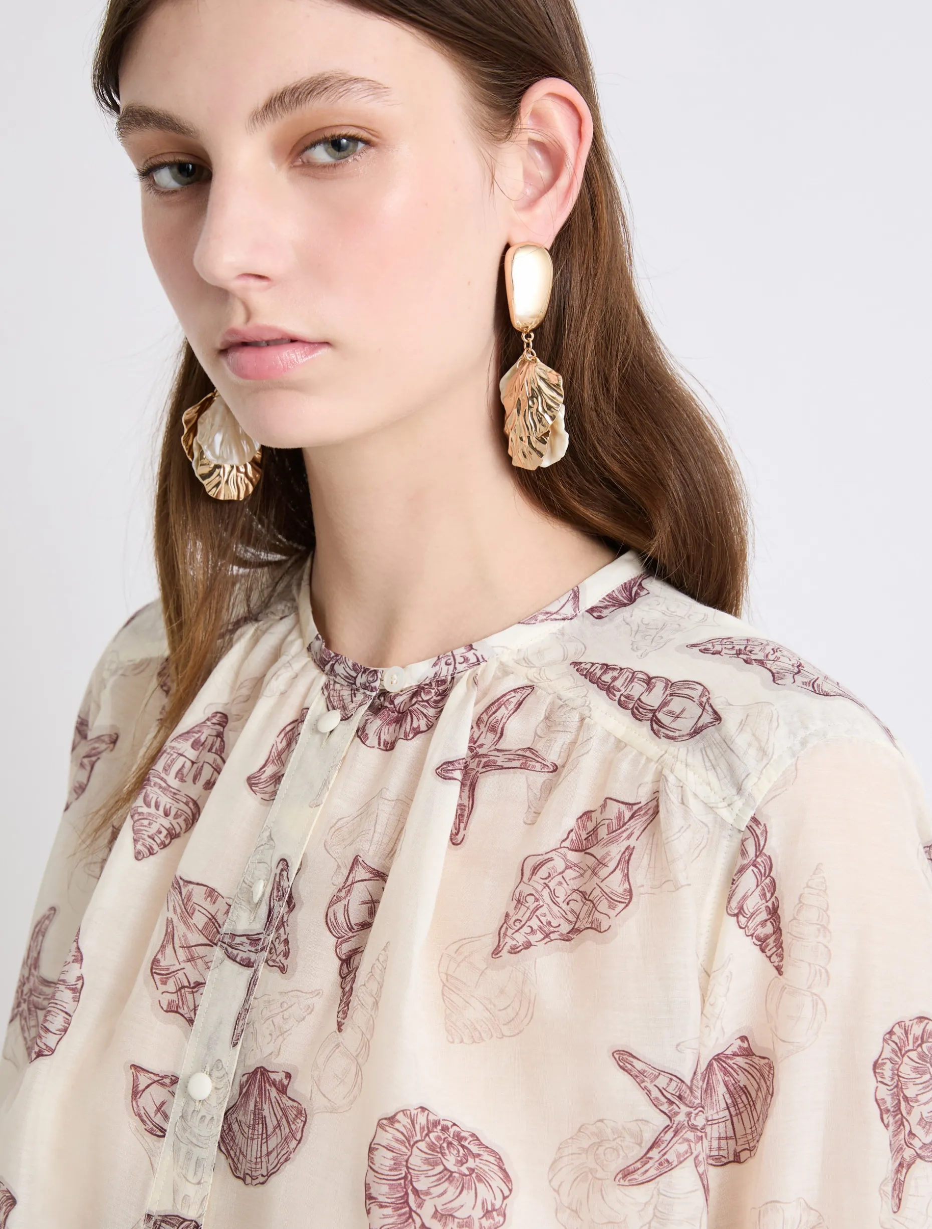 Camicia in voile di seta - BIANCO LANA