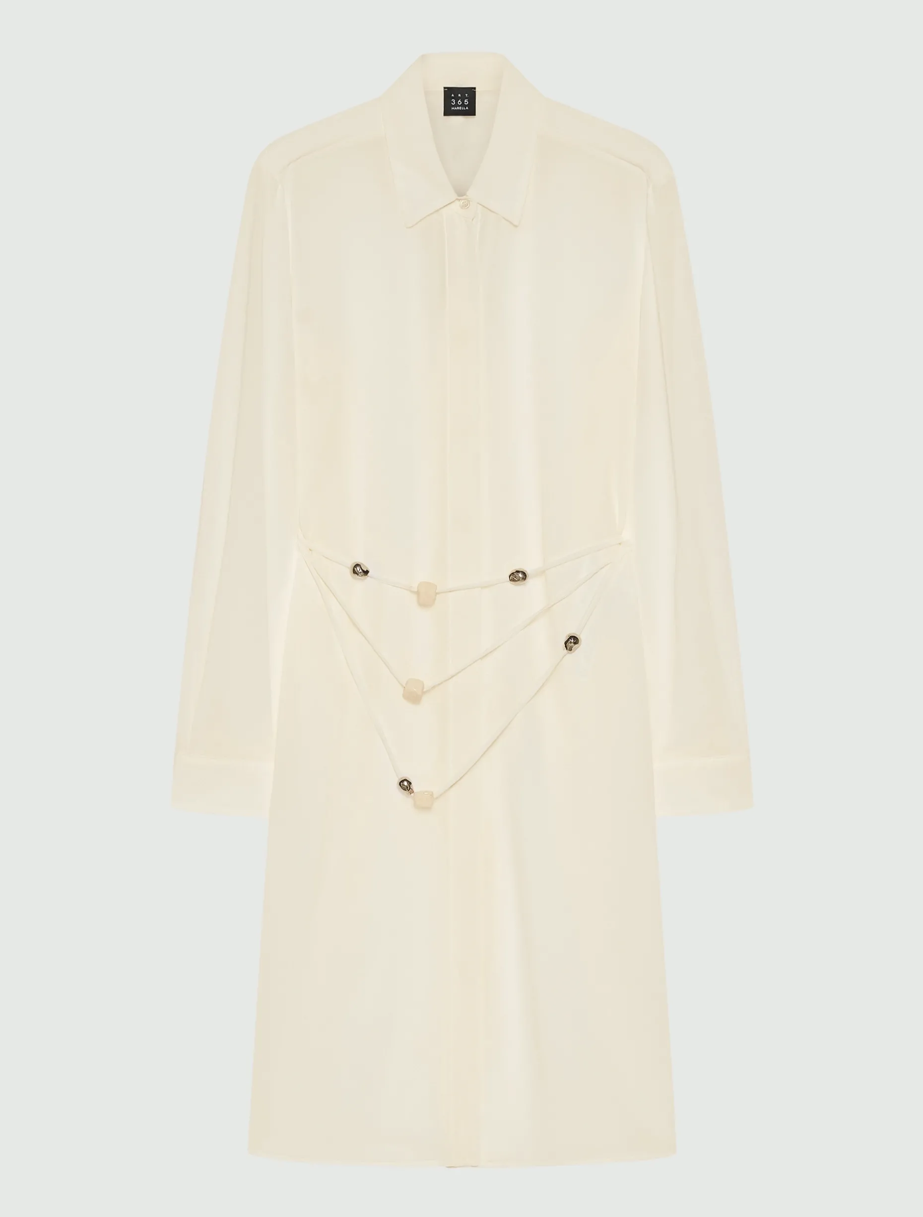Camicia lunga in georgette con collana - BIANCO LANA