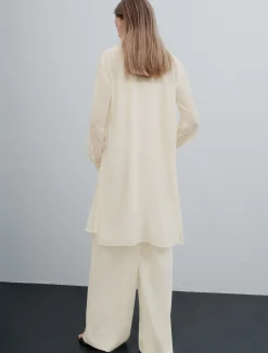 Camicia lunga in georgette con collana - BIANCO LANA