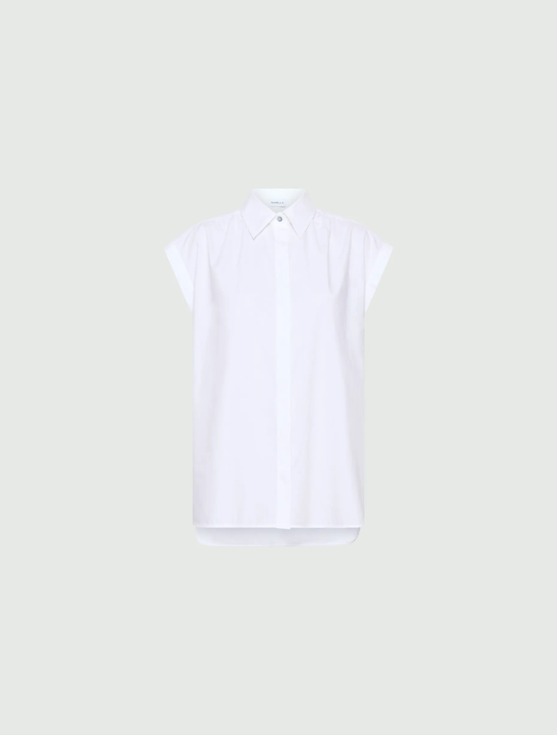 Camicia smanicata in popeline - BIANCO OTTICO