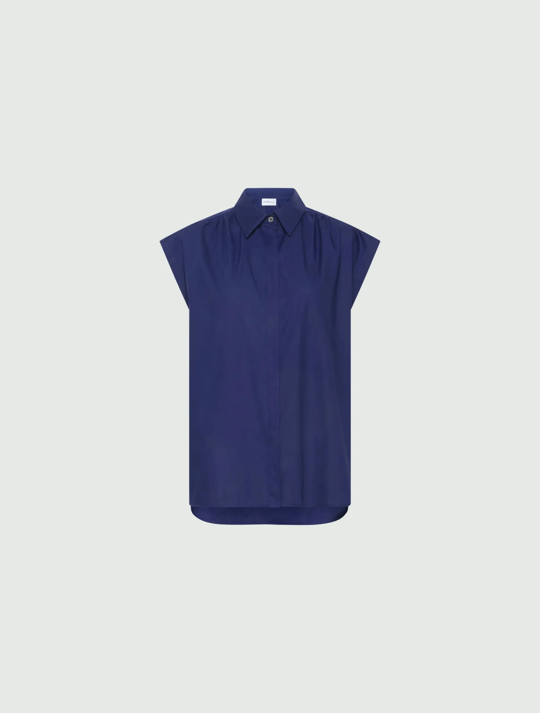 Camicia smanicata in popeline - BLU