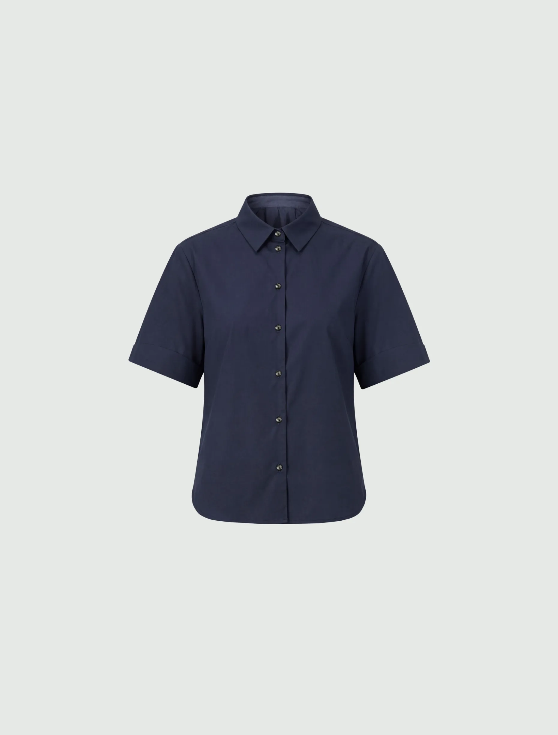 Camicia svasata in popeline - Blu