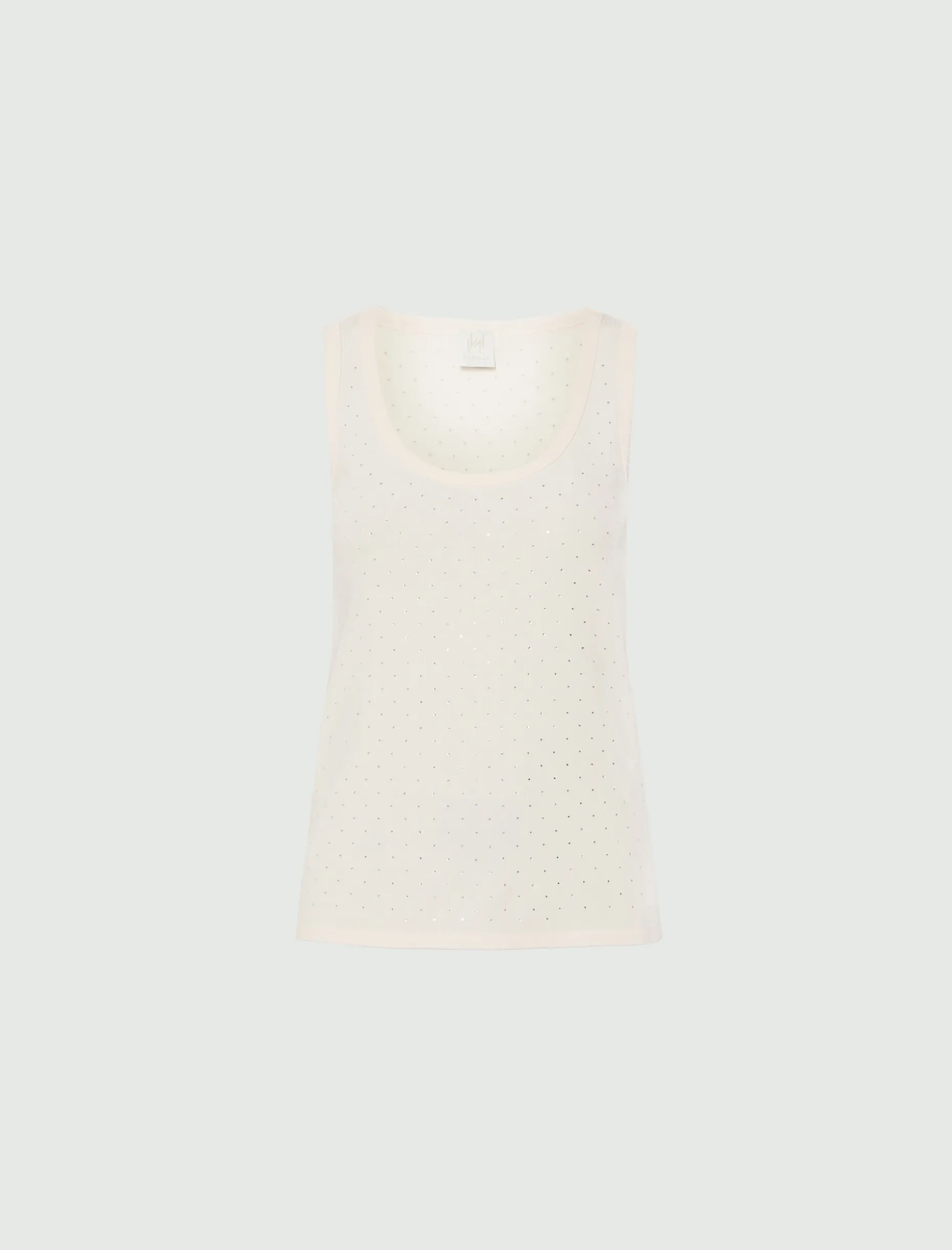 Canotta in jersey con micro strass - BIANCO LANA