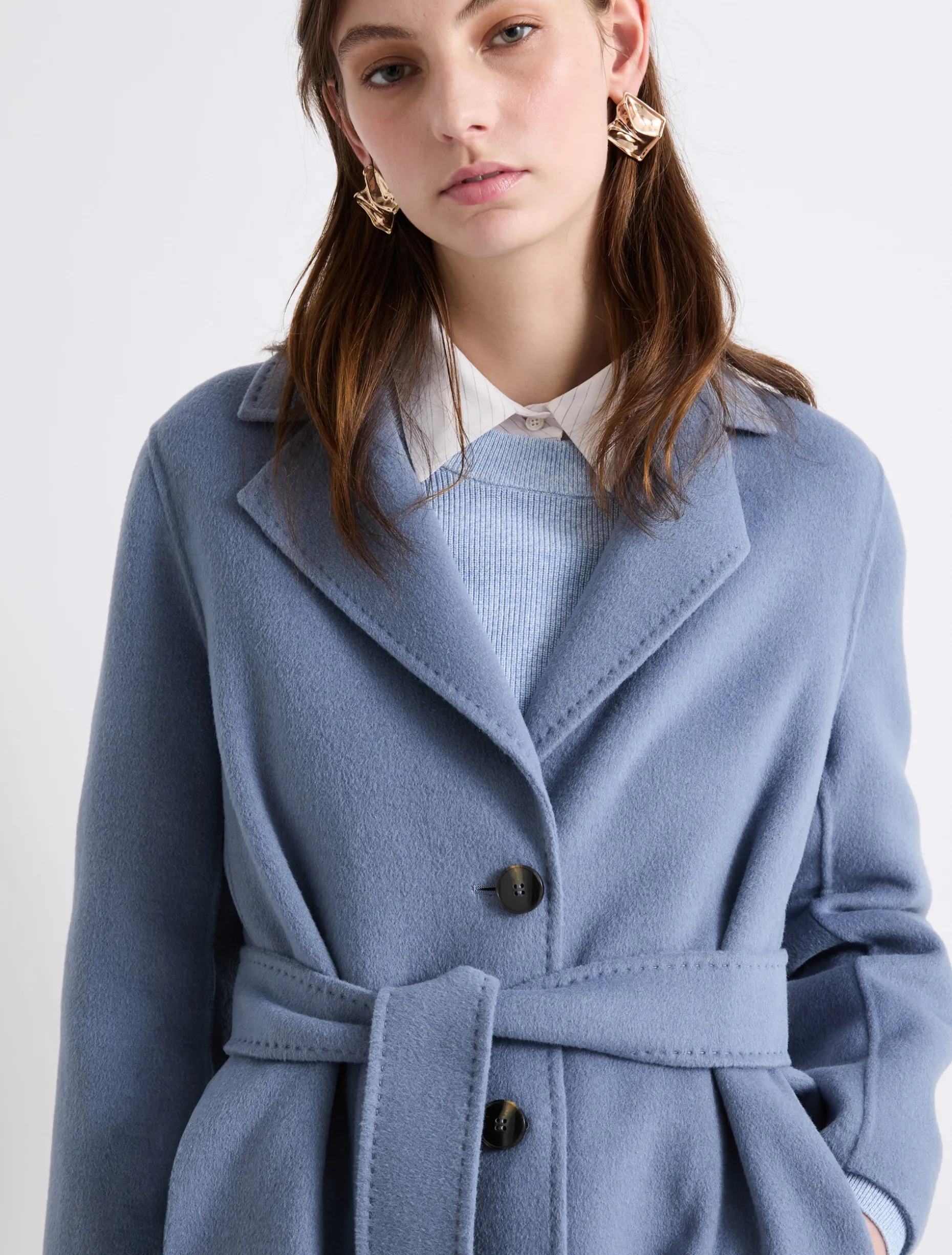 Cappotto monopetto in double - AZZURRO