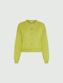Cardigan in cotone girocollo - VERDE