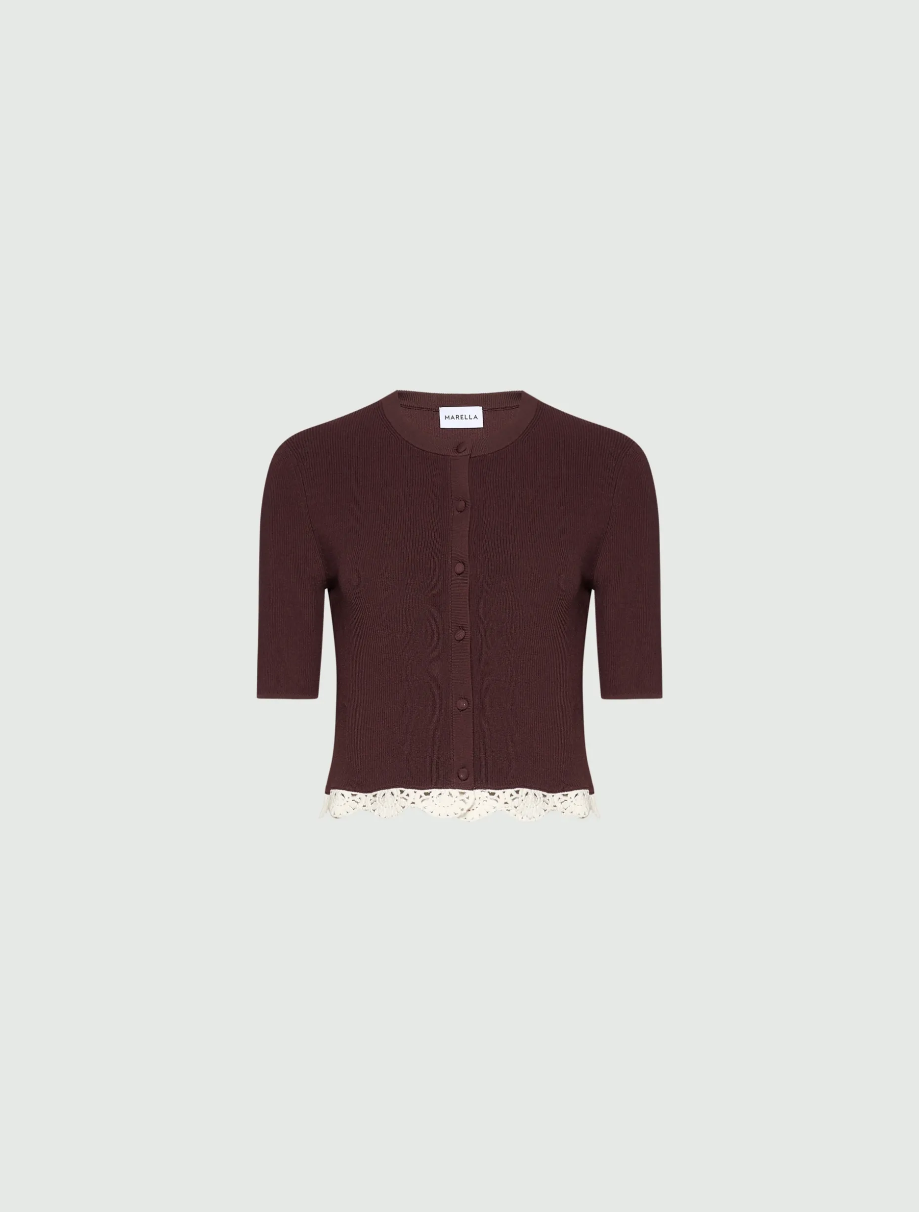 Cardigan in maglia di misto viscosa - MARRONE