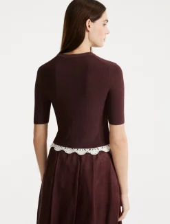 Cardigan in maglia di misto viscosa - MARRONE