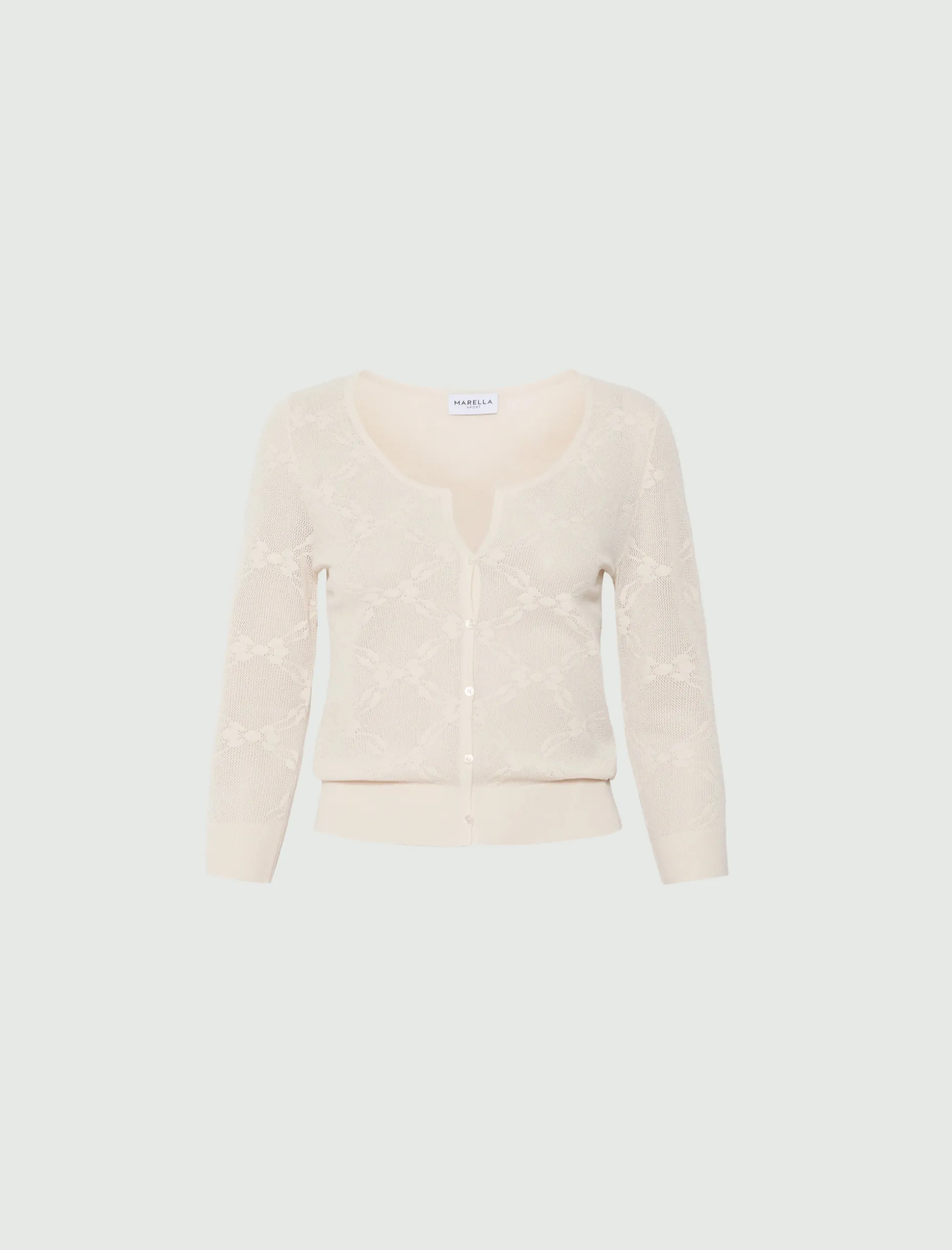 Cardigan in maglia pizzo ultra light - PANNA