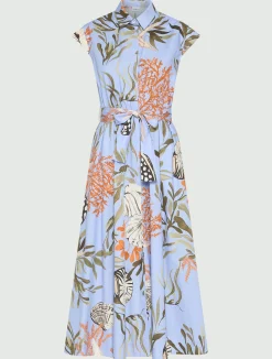 Chemisier in cotone stretch - AZZURRO